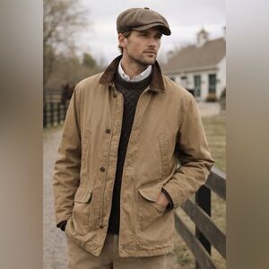 Fieldmaster Tan Field Jacket XL Leather Collar Utility Coat
